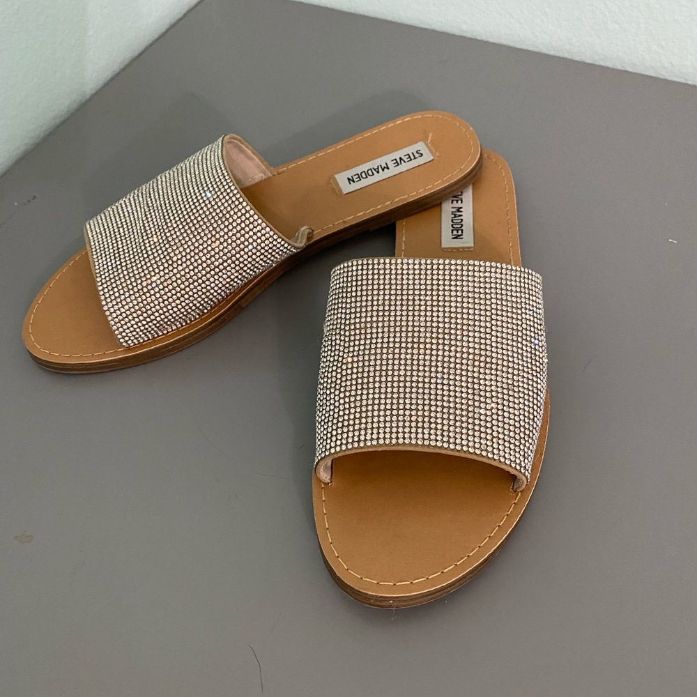 Steve Madden slip on rhinestone sandals